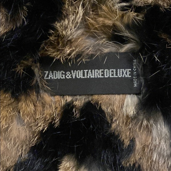 Zadig & Voltaire Faux Fur Poncho in Black and Brown - Picture 3 of 3
